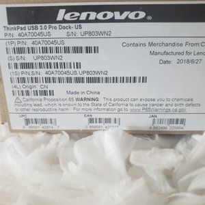 New Genuine Lenovo 40A70045US ThinkPad USB 3.0 Pro Dock